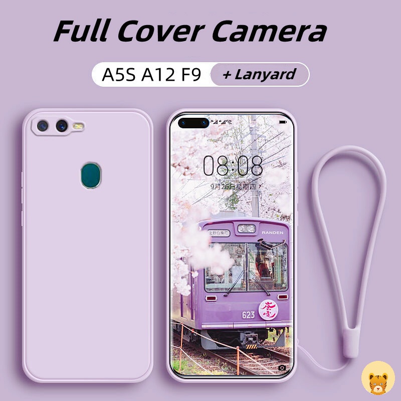 Ốp Điện Thoại Silicone TPU Mềm Với Dây Đeo Thời Trang Cho Oppo A5S A12 F9 F9 Pro