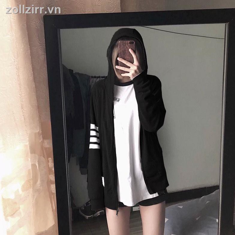 Áo hoodie tay dài bằng vải nỉ có dây kéo xinh xắn thoải mái | BigBuy360 - bigbuy360.vn