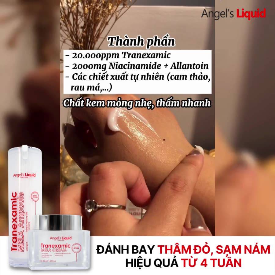 Bộ Sản Phẩm Xoá Thâm Đỏ, Mờ Sạm Nám Chuyên Sâu Angel's Liquid Tranexamic Mela Ampoule & Cream | BigBuy360 - bigbuy360.vn