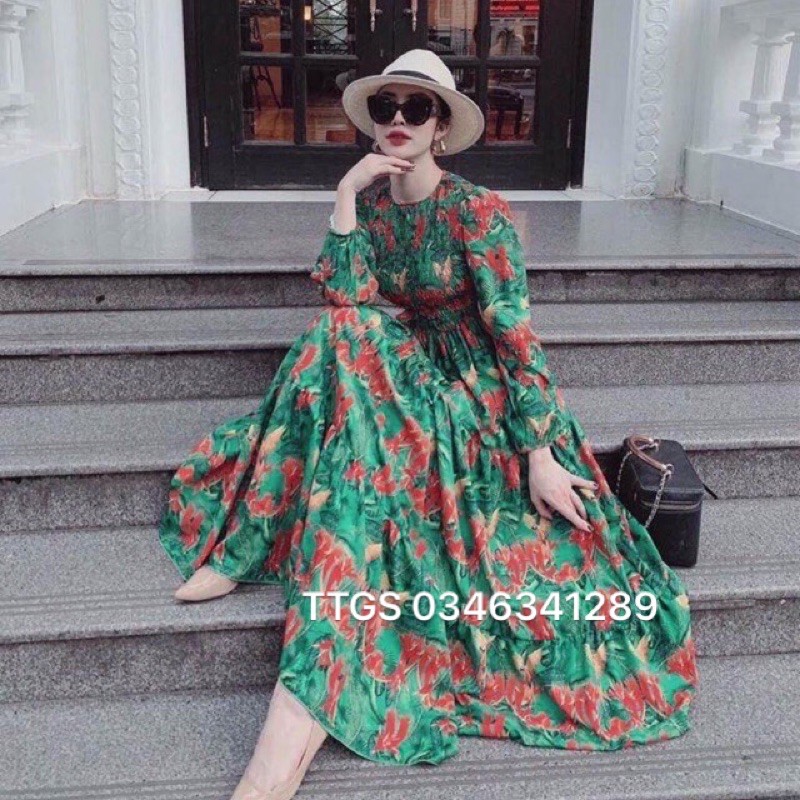 ĐẦM MAXI HOA TD CHẠY NHÚN TÔN DÁNG SIÊU ĐẸP