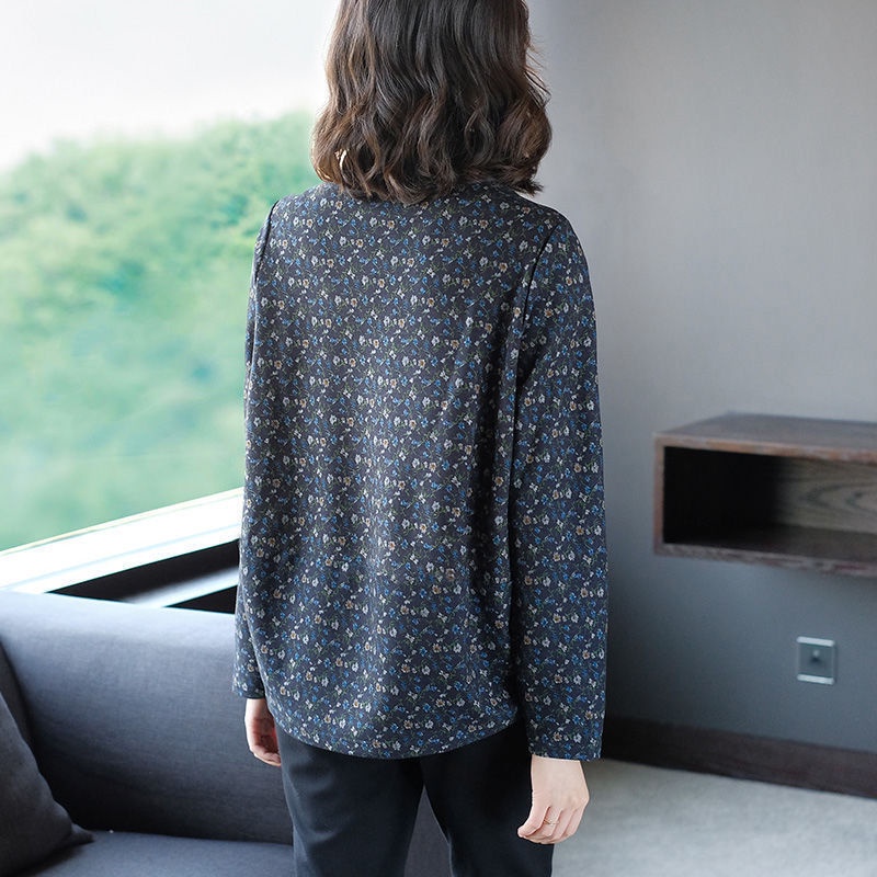 Áo Thun Tay Dài Cổ Cao Dáng Rộng Thời Trang Mùa Thu Cho Phụ Nữ Trung Niên KO3P