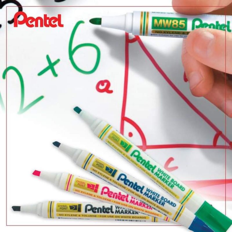 Bút Dạ Bảng Pentel MW85 | Màu Mực Đậm, Nét Viết Êm | Chất Liệu An Toàn (3 Màu Mực)