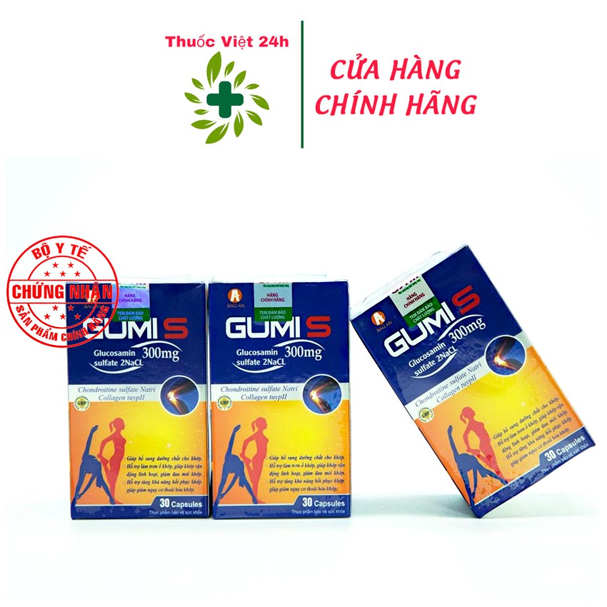 Viên Uống GUMI S (Hộp 30 viên) - hỗ trợ làm trơn ổ khớp, giảm đau mỏi khớp, giúp khớp vận động linh hoạt - thuocviet24h