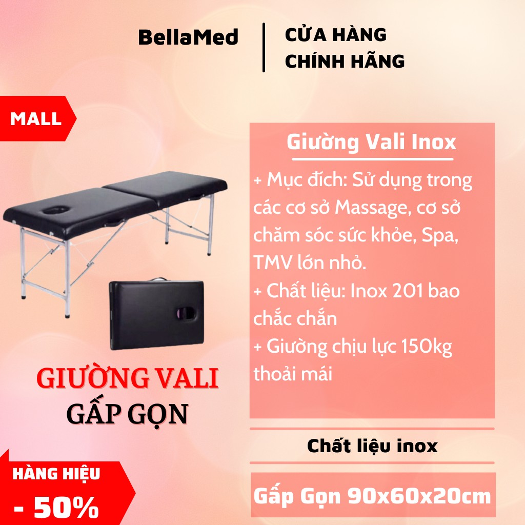 giường vali gấp gọn chân inox 180x60x65