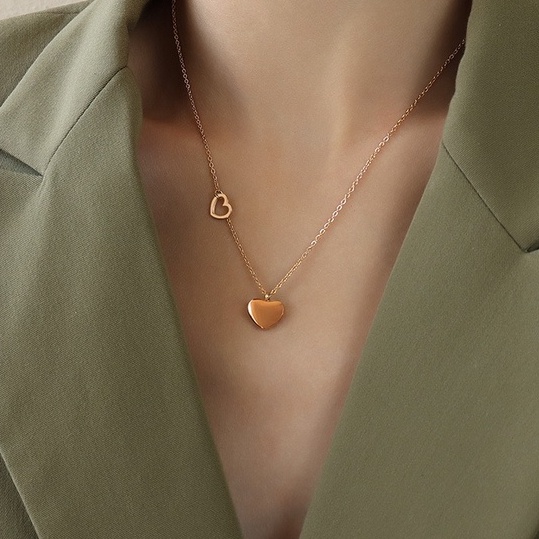 Dây chuyền titan basic trái tim , mạ vàng 14k  [  KHÔNG ĐEN GỈ ]   Her Accessories CT17
