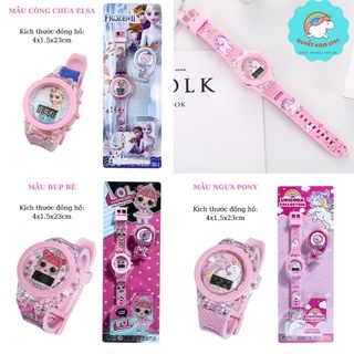 Đồng hồ trẻ em, đồng hồ bé gái họa tiết hoạt hình elsa ngựa pony công chúa Quyet Kids 1995