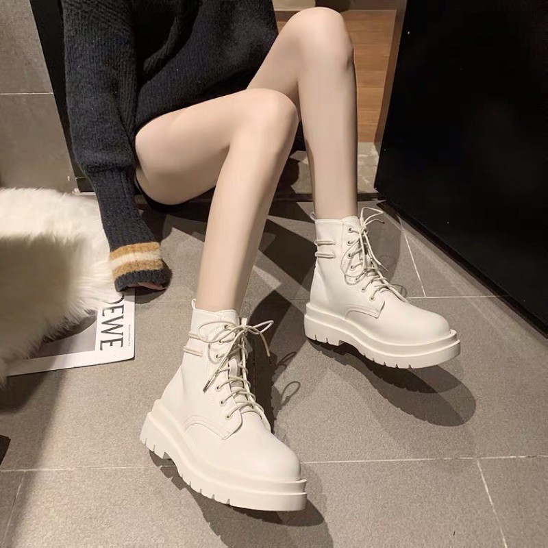 (Hàng Sẵn) Giày Bốt buộc dây ulzzang , Boot cổ lửng da mềm 2 dây sau | BigBuy360 - bigbuy360.vn