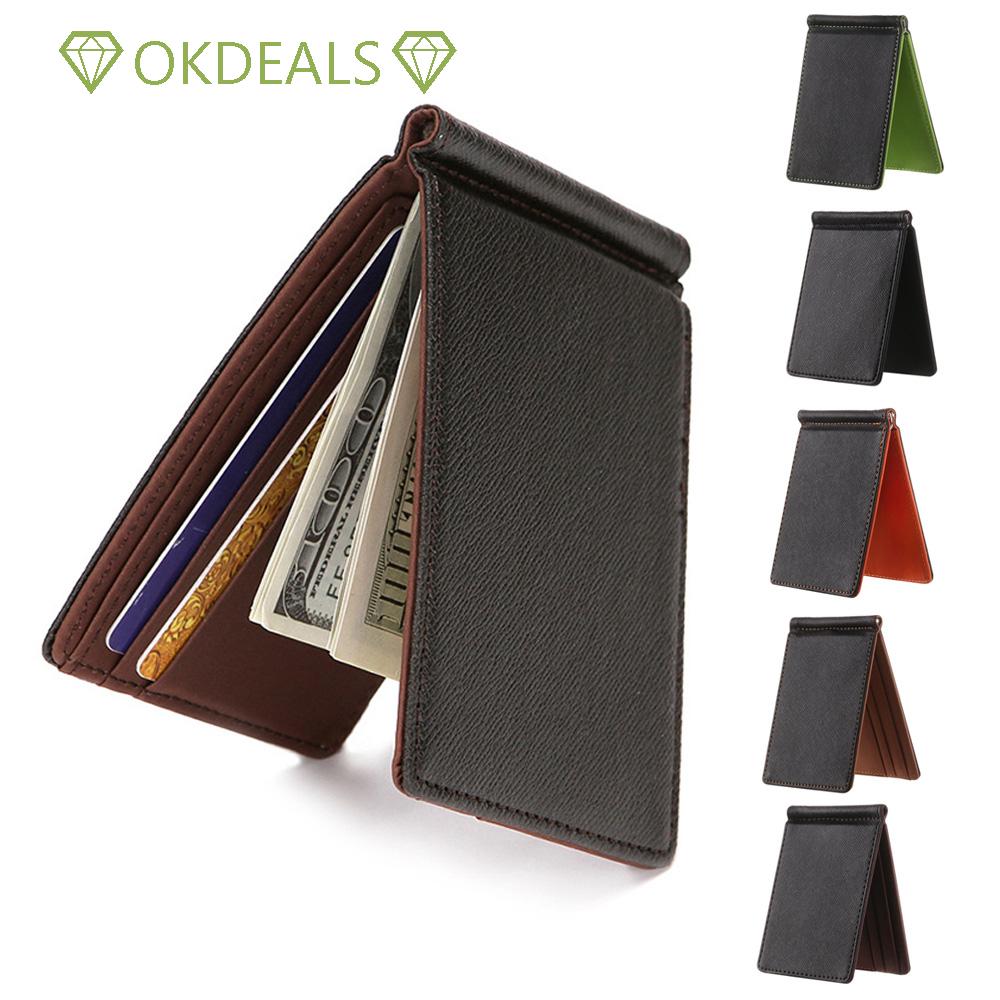 💎OKDEALS💎 Business Slim PU Leather Credit Card Sollid Thin Wallet Men Wallet