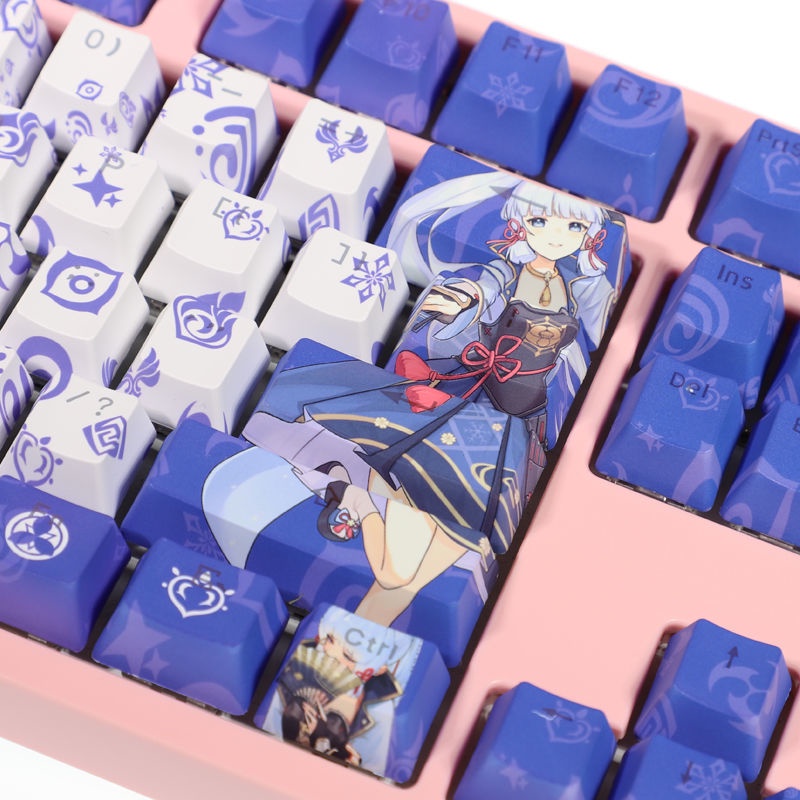 Kamisato Ayaka Keycaps Cherry Profile Genshin Impact chủ đề anime PBT Dye thăng hoa bàn phím cơ học truyền ánh sáng keycaps