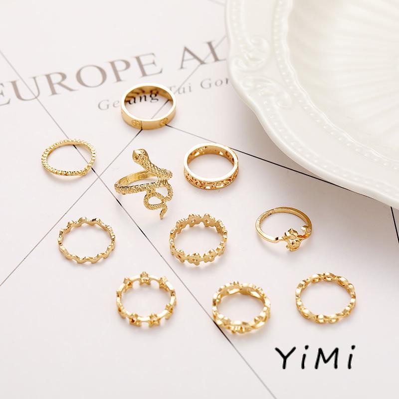 Bộ 10 Nhẫn Hình Rắn Đơn Giản Sáng Tạo Cho Nữ