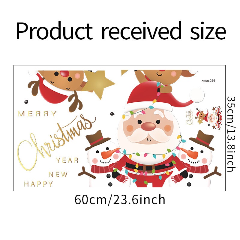 Miếng dán tường cửa sổ trang trí Giáng Sinh hình ông già noel đáng yêu thu hút