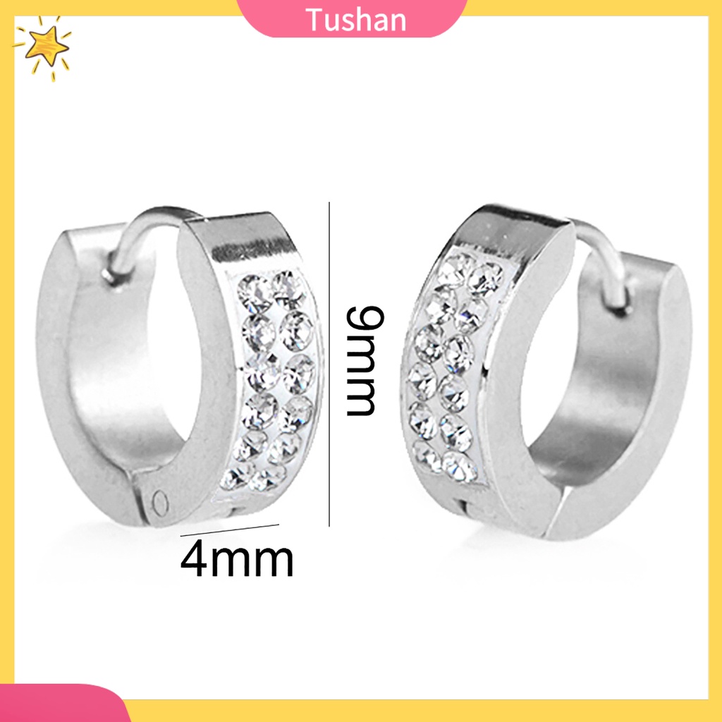 Đôi khuyên tai thời trang phối đá nhân tạo phong cách Punk cho nam nữ