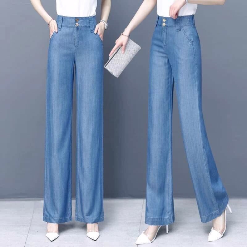 Quần jean lụa cao cấp, chất jean mềm mát dáng suông sang chảnh NP1699