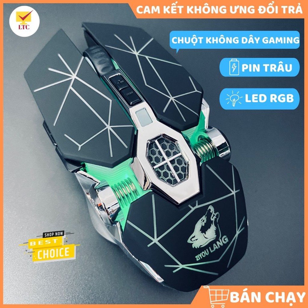 Chuột Không Dây Tia Sét Free Wolf LED RGB 7 Màu, Pin Sạc Dùng Cực Trâu, Có 3 Mức Điều Chỉnh DPI Hỗ Trợ Chơi Game