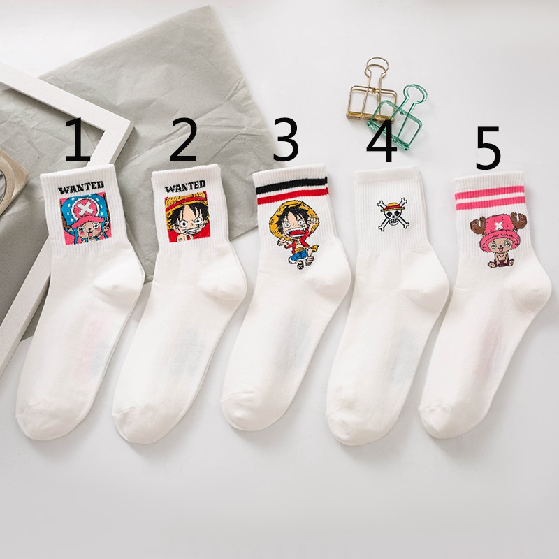 Vớ cotton mềm họa tiết hoạt hình One Piece hợp thời trang cho nam nữ