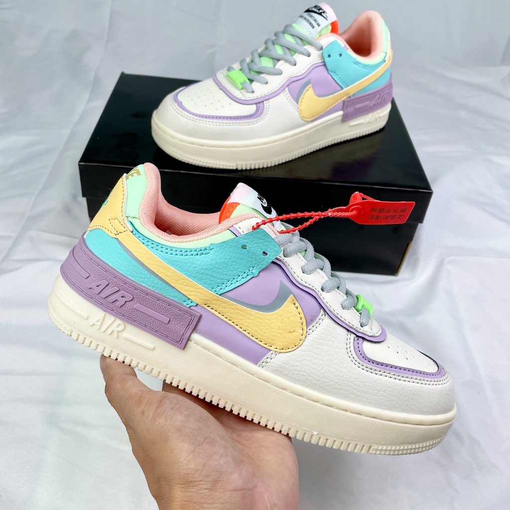 Giày sneaker thể thao nữ, Shadow tím móc vàng phối xanh Hot Trend 2021, Full Box tặng vớ, bảo hành 6 tháng