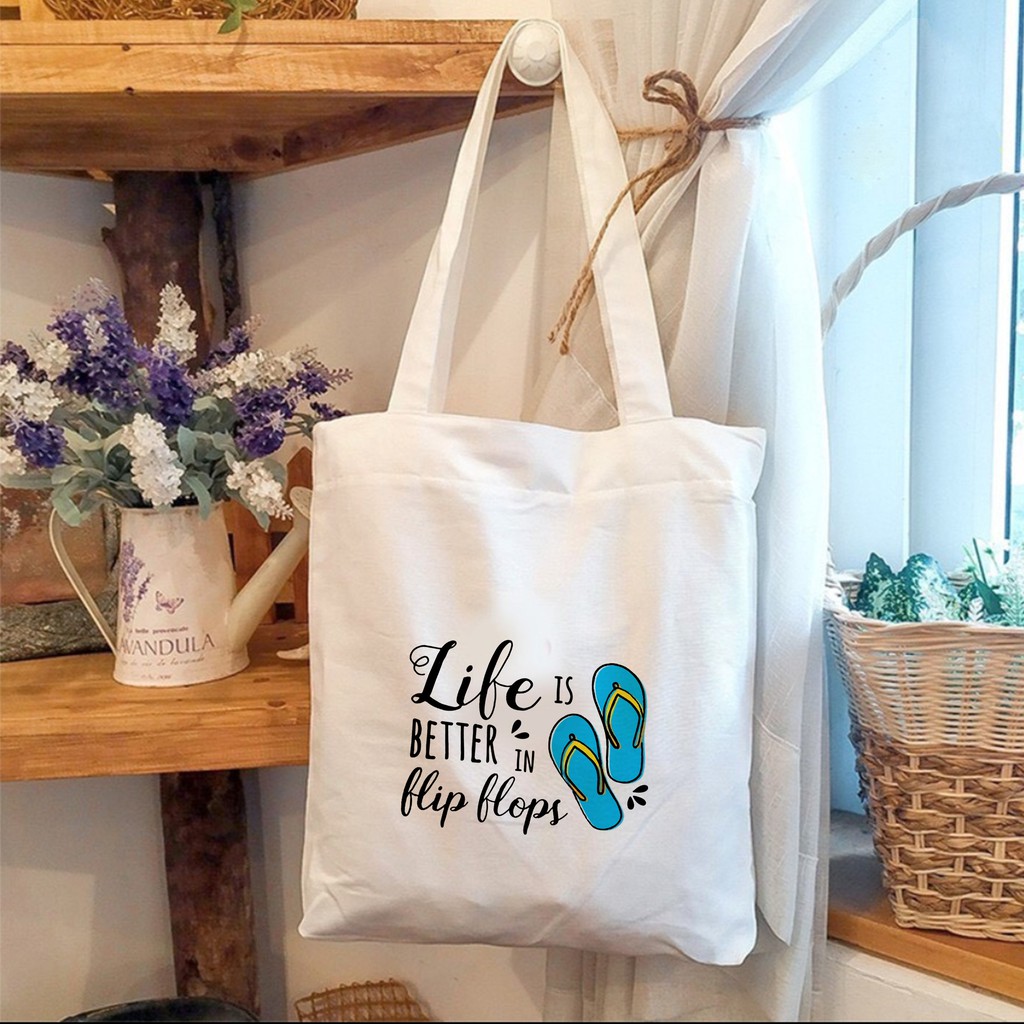 Túi Tote Canvas Du Lịch Thời Trang - Túi Vải Đeo Vai Basic mã TA036