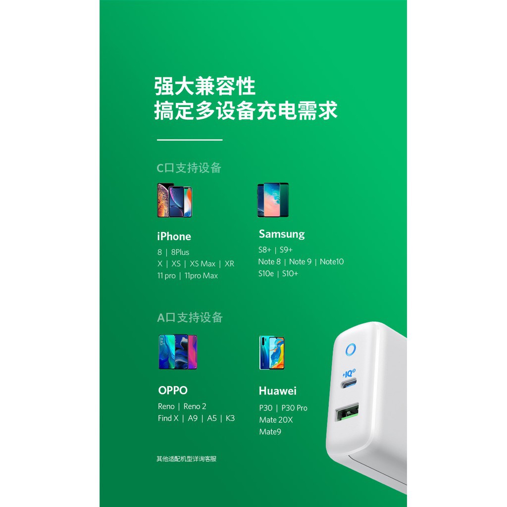 Củ sạc nhanh Anker 2 cổng - 38W PD + Vooc - A2630 cho các Model máy OPPO