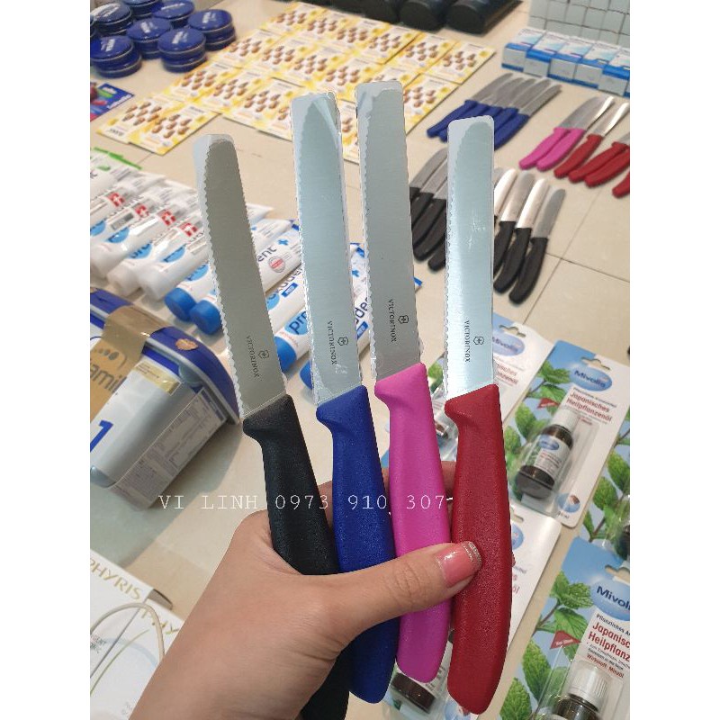 Dao gọt hoa quả Victorinox lưỡi răng cưa dài 11cm nhiều màu [hàng chính hãng Thụy Sỹ]