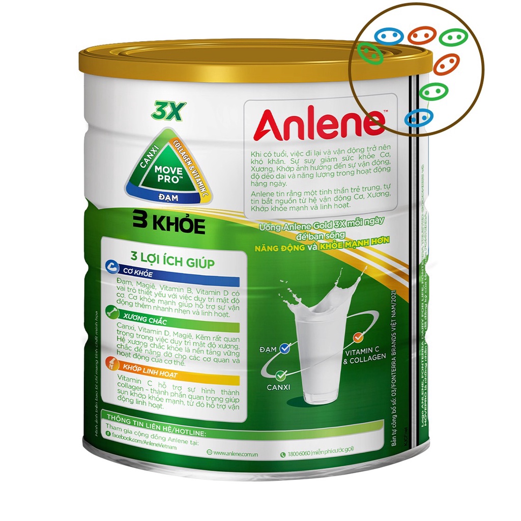 [Date 2024] Sữa bột Anlene 3 khoẻ Gold Vani 800g