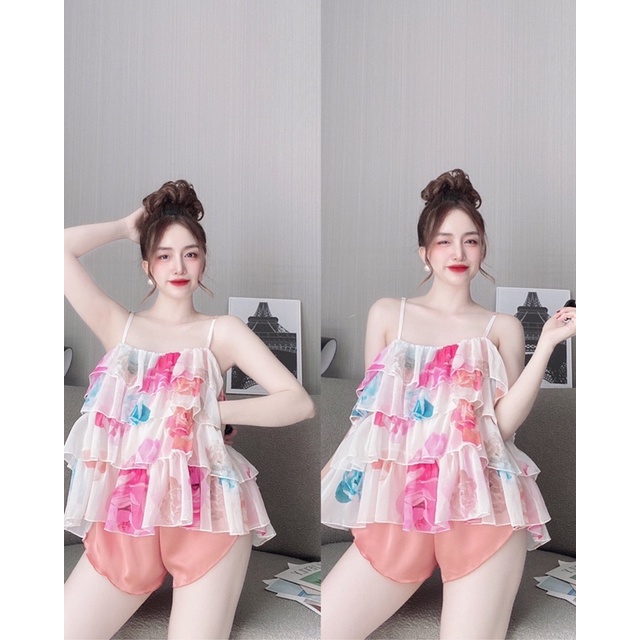 Đồ Ngủ Sexy Nữ, Bộ Mango 3 Tầng Cực Xinh Dưới 65kg