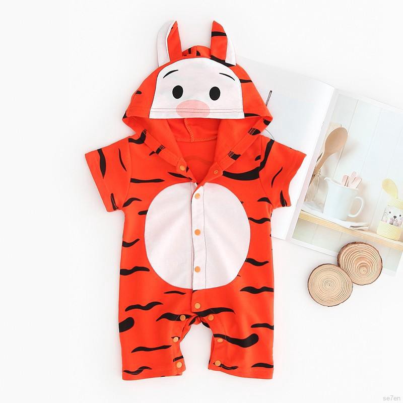 Áo liền quần có nón họa tiết hoạt hình đáng yêu cho bé