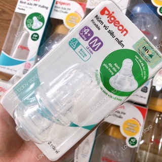 Núm Pigeon silicone bình cổ hẹp (S-M-L-Y) vỉ 2 cái