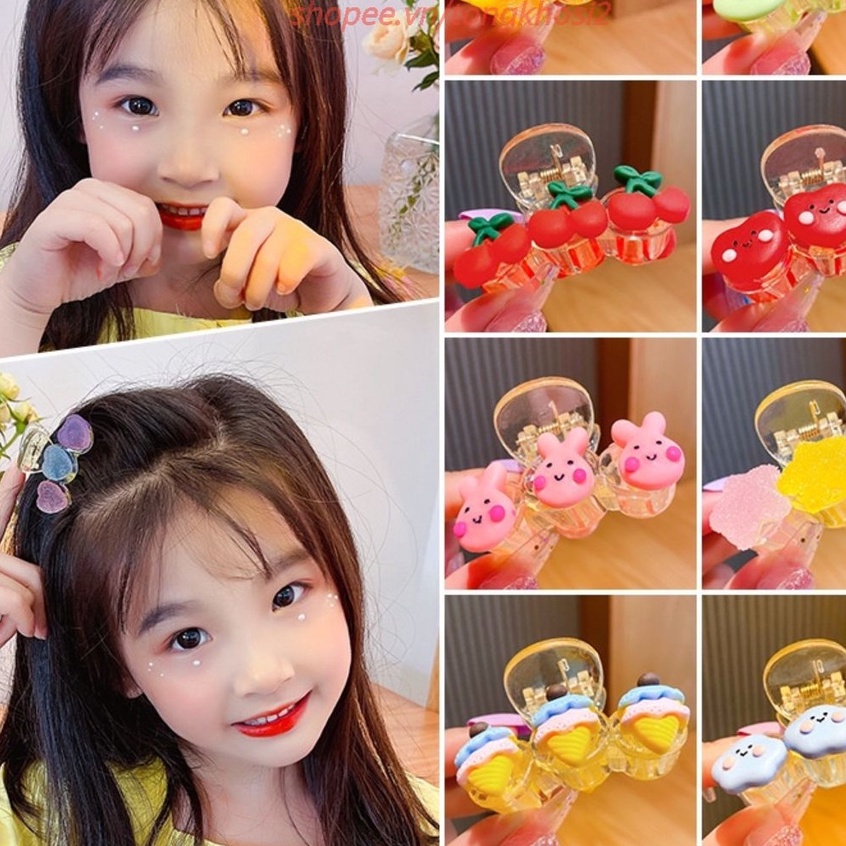 Kẹp tóc hoa quả càng cua 3 càng nhiều mầu cột tóc gắn icon hoa quả siêu dễ thương cho bé gái T2 #keptoc