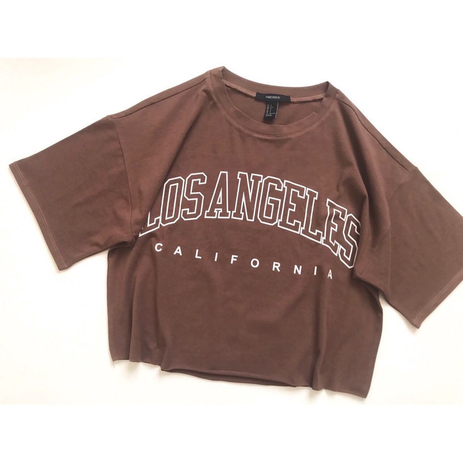 Áo Croptop F21 Lai Sóng Màu Chocolate - 3532