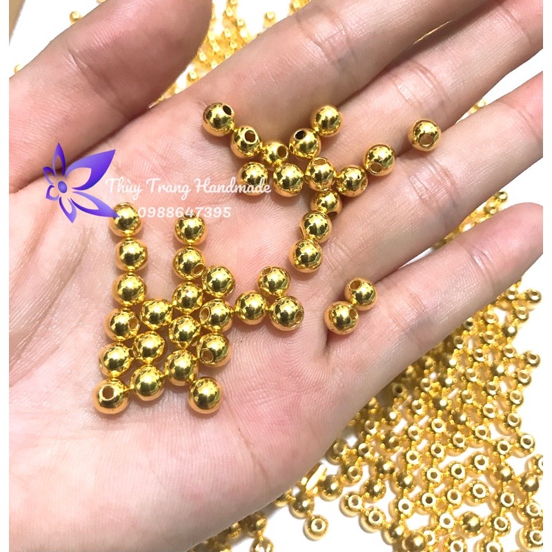 100 hạt cườm bạc, vàng  xỏ vòng tay, làm trang sức handmde rất đẹp