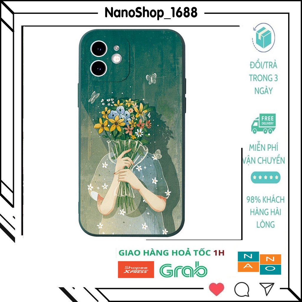 Ốp Lưng Iphone Cạnh Vuông, Bảo Vệ Camera Hình Cô Gái ip 7Plus,8Plus,x,xs,xsmax,11,11promax,12,12promax,13,13promax