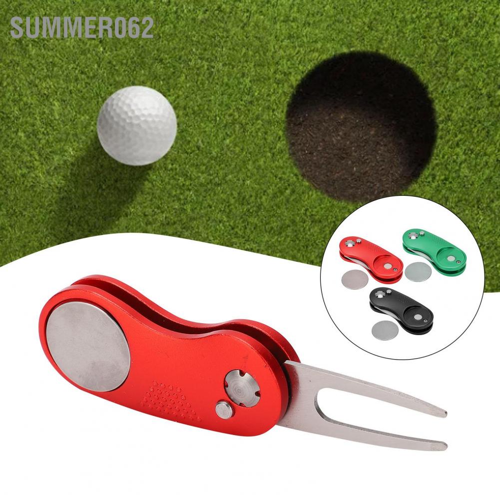 Dụng cụ sửa chữa Divot chơi gôn Nĩa không gỉ với nút bật lên Màu xanh lá cây