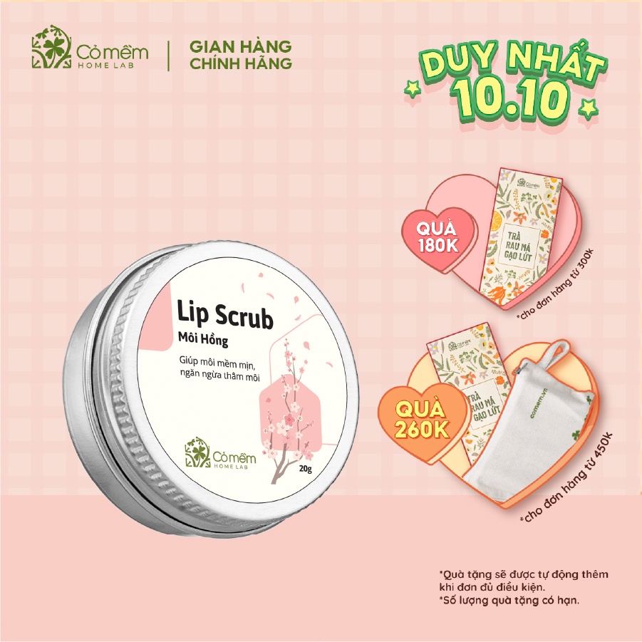 Tẩy da chết môi Lip Scrub Môi Hồng Giảm Thâm Dưỡng Ẩm Cho Môi Cỏ Mềm 18g