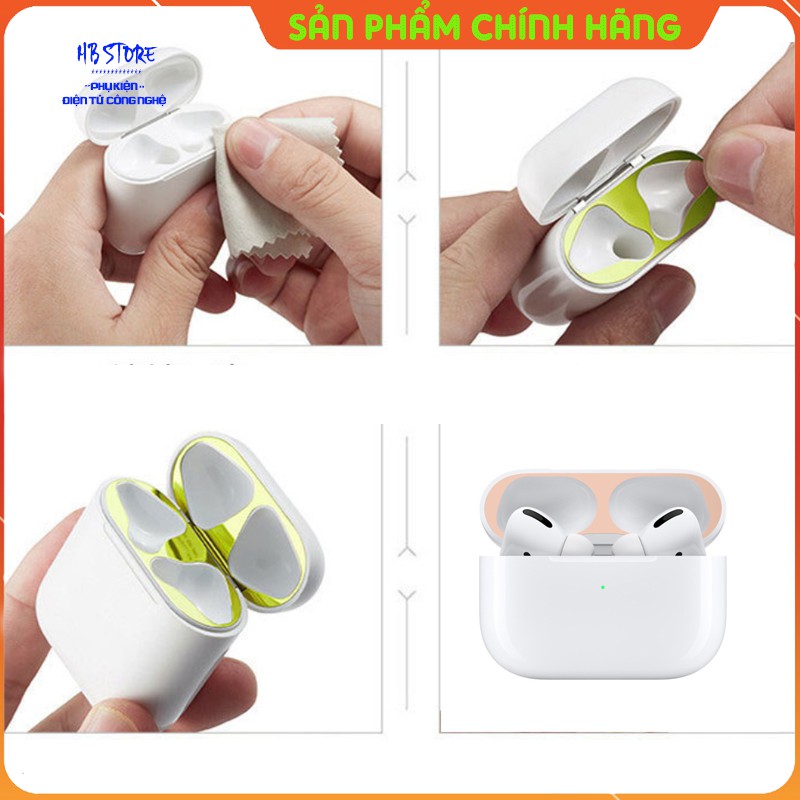 Miếng Dán Kim Loại Chống Bám Bẩn Bảo Vệ AirPods 1-2-Pro - Miếng Dán Kim Loại Bảo Vệ Hộp Sạc Tai Nghe Luôn Như Mới