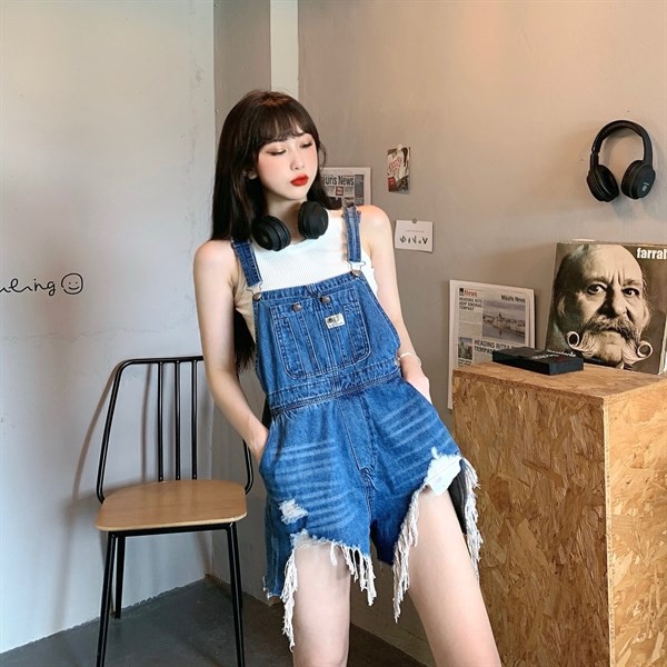 Short yếm jean rách - XANH 369 - L (050603)