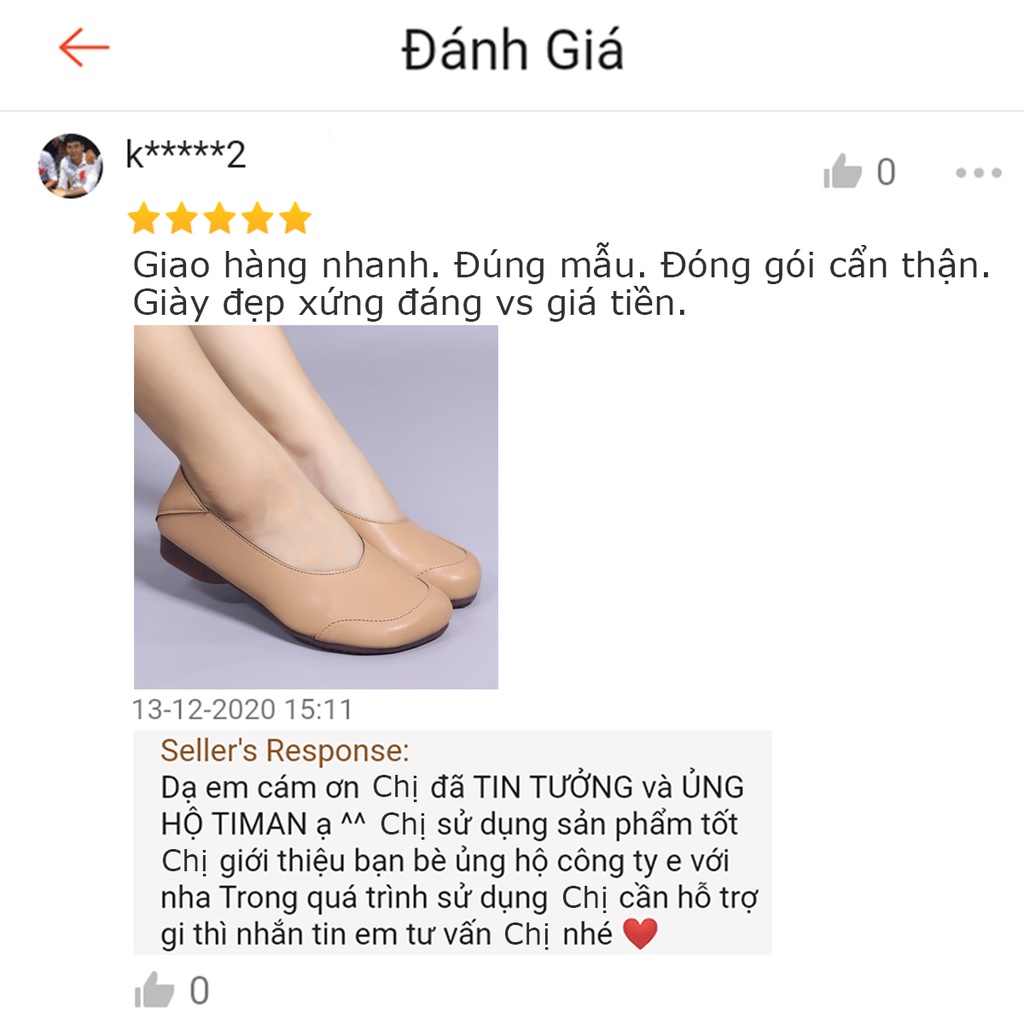 Giày lười nữ da mũi tròn TIMAN BN05 êm chân nhẹ nhàng thời trang bảo hành 1 năm