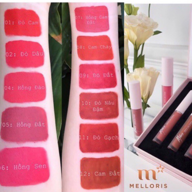 Set 3 Son Kem Lì Melloris Chính Hãng Mềm Mịn, Không Chì, Không Khô Môi, Làm Quà Tặng Cực Sang Chảnh | BigBuy360 - bigbuy360.vn