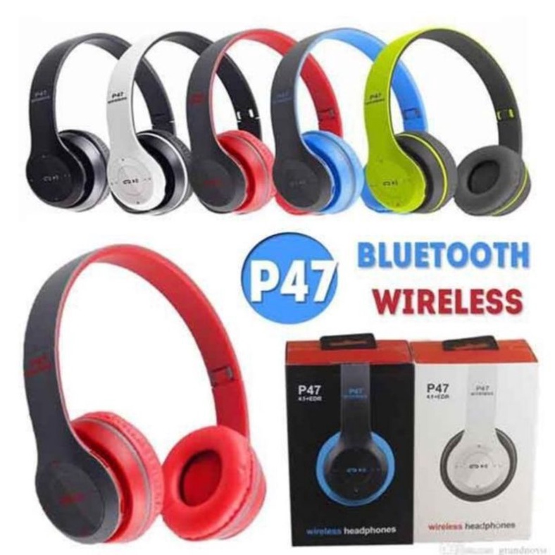 Tai Nghe Chụp Tai không dây kết nối Bluetooth.có khe cắm thẻ nhớ P47