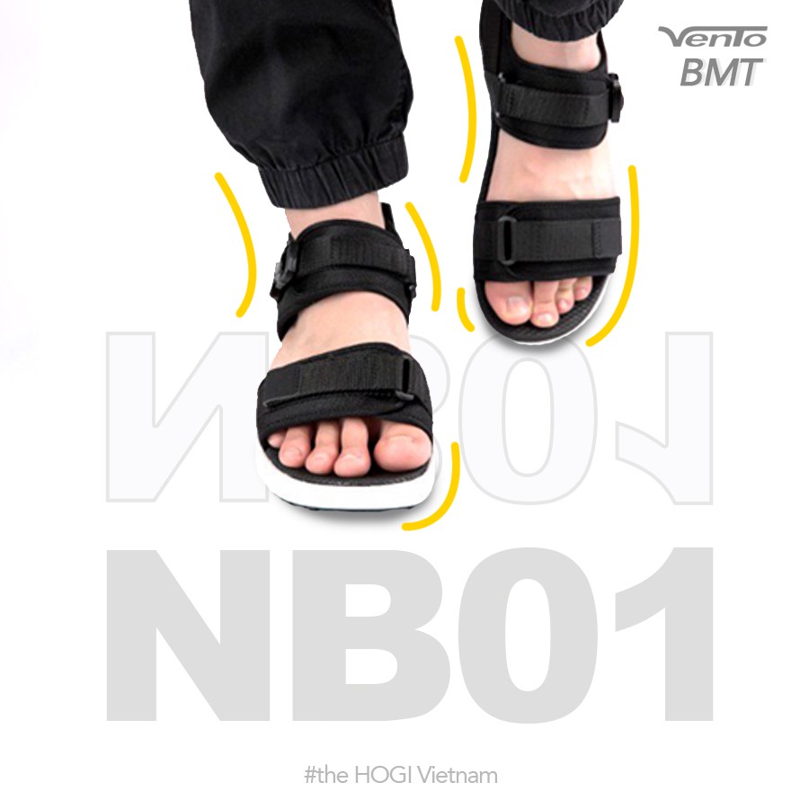 GIÀY SANDAL VENTO CHÍNH HÃNG NB01-ĐEN GHI [ẢNH THẬT - Full size 35-44]  [GIÀY SANDAL NAM NỮ]