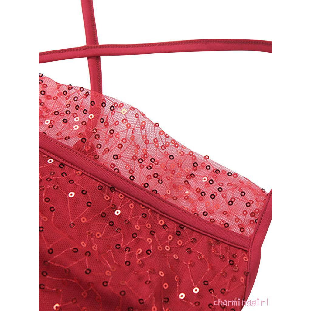 Áo Lửng Hai Dây Đính Sequin Lấp Lánh Phong Cách Quyến Rũ Dành Cho Nữ