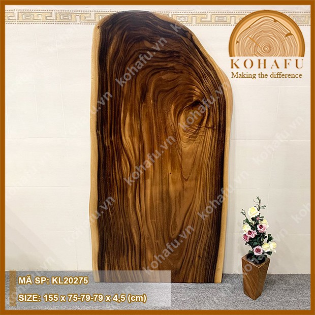 Bàn gỗ me tây bo 1 đầu bàn dùng làm bàn ăn gỗ me tây - KL20275
