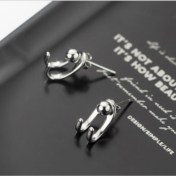 Khuyên Tai Mayebe Lavend Đơn Giản Bằng Bạc Có Thể Tháo Rời Phong Cách Hàn Quốc