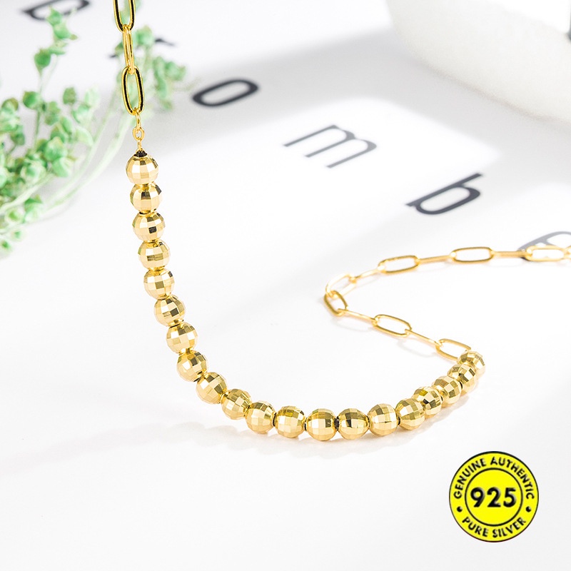 Vòng cổ Chuỗi Hạt Mạ Vàng Và Bạc 18K Phong Cách Unisex
