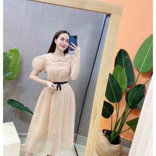 Váy tơ cổ sen