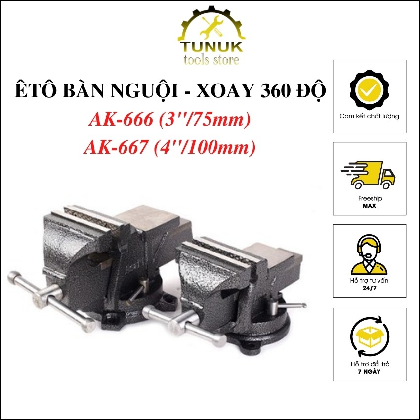 Ê tô bàn nguội xoay 360 độ Asaki TUNUK Ê tô asaki 75mm , 100mm
