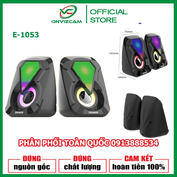 Loa vi tính mini 1053 để bàn cao cấp âm thanh siêu trầm có đèn led 7 màu nguồn cổng USB