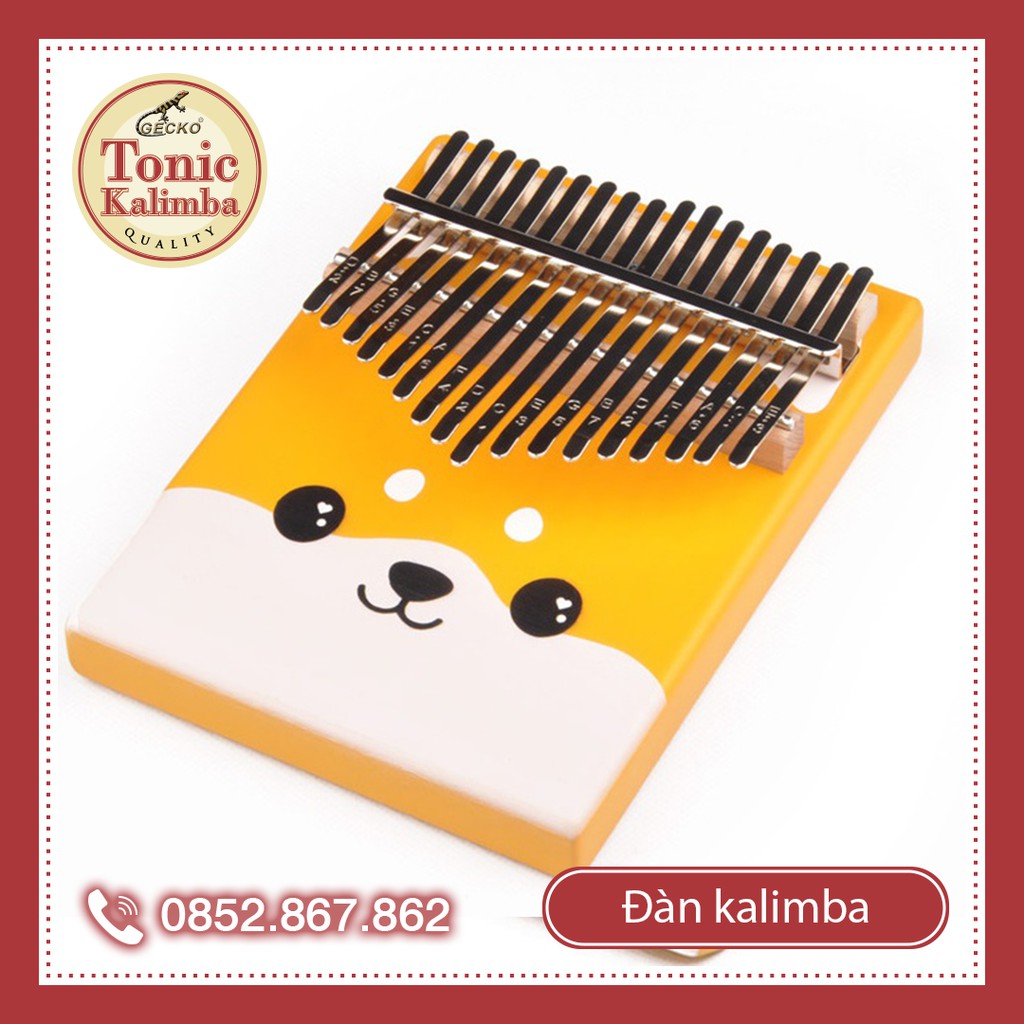 Đàn kalimba Tonic 17 phím gỗ Mai in hình kute tổng hợp TONIC-TH01 Hàng chính hãng