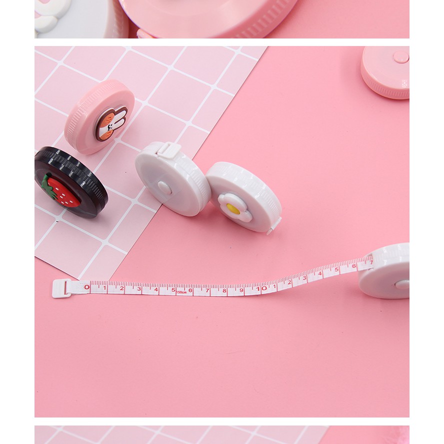 Thước Dây Cuộn mini đo eo nhỏ xinh tiện lợi 150 cm, có nút bấm thu gọn