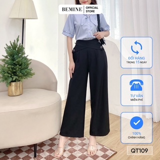 Quần tây công sở nữ ống suông đai eo chéo thanh lịch BEMINE QT109ĐEN