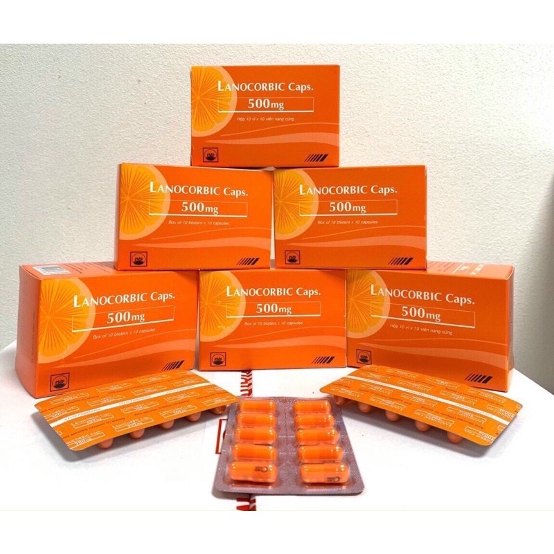 Vitamin C 500mg Lanocorbic 500 - Tăng sức đề kháng, bền thành mạch - Hộp 100 viên
